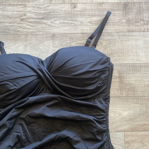 24th and Ocean Womens Size XL One Piece Swimsuit Black Geometric Padded Top - Picture 2 of 7